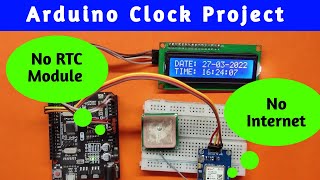 Neo GPS 6m Date amp Time I2C LCD  Arduino Clock  Uno  Arduino Iot Cloud teachmesomething [upl. by Nye]