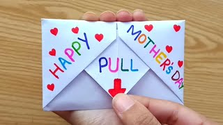 DIY  SURPRISE MESSAGE CARD FOR MOTHERS DAY  Pull Tab Origami Envelope Card  Mothers Day Card [upl. by Ecyar577]