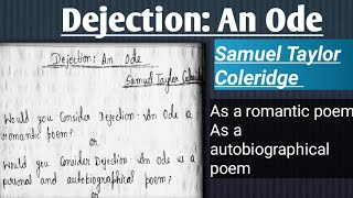 DejectionAn Ode poem as a romantic poem and Autobiographical element l [upl. by Gregor]