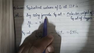 Gram equivalent volume of O2 at stp is aakash neet physicswallah allen explore mole chemistry [upl. by Mariel]