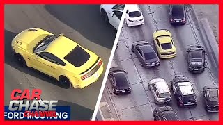 WILD POLICE CHASE Mustang drives recklessly on LA freeways  Car Chase Channel [upl. by Deer]