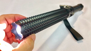 CREE LED Telescoping Extendable Tactical Baton Bat SelfDefense Strikelight Torch Flashlight review [upl. by Chancelor]