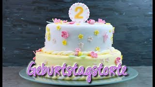 ZWEISTÖCKIGE GEBURTSTAGSTORTE BACKEN mit Fondant  Torten selber machen  Tauftorte [upl. by Idelson112]