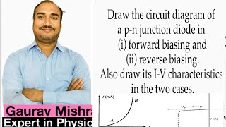 Draw the circuit diagram of a pn junction diode ini forward biasing and ii reverse biasing IV [upl. by Packer]