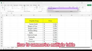 How to summarize multiple tables excel art english engquiz learn engusa usa ai exceltips [upl. by Erbes]