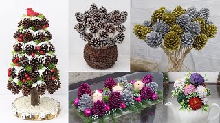 12 Christmas Decoration Ideas at Home using Pine Cones [upl. by Shurwood]