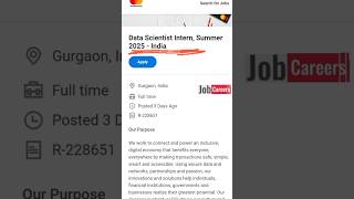 Internship from Master card company Data scientist jobs internship mastercard [upl. by Demy]