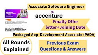 Accenture Previous Exam Questions amp Answers ASE  PADA Selection Process Joining Date  Interview [upl. by Naejamron31]