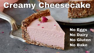 Vegan NoBake Cheesecake GlutenFree Refined SugarFree Easy [upl. by Ahsercul]