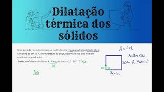 DILATAÇÃO DOS SÓLIDOS EX01 Uma peça de zinco é construída a partir de uma chapa quadrada de lado [upl. by Airdnassac]