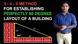 345 METHOD FOR ESTABLISHING PERFECTLY 90 DEGREE LAYOUT OF A BUILDING [upl. by Henn]