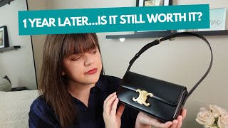 CELINE TRIOMPHE SHOULDER BAG CLAUDE 🖤✨ 1 YEAR REVIEW [upl. by Airres]