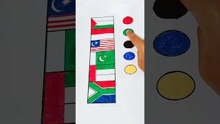 Flag coloring button 🇵🇸🇮🇩🇲🇾🇦🇪🇿🇦 shorts art flag drawing [upl. by Eceirtal]