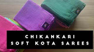 Detailed Video  Chikankari Soft Kota Sarees  Shop on wwwfabkin [upl. by Chally]