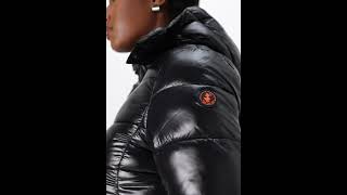 SAVE THE DUCK COSMARY Padded Winter Jacket Hooded Shiny Glossy Black Women  Zalando [upl. by Killam]