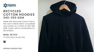 Black Recycled Cotton Fleece Hoodies  340 GSM  Recycled Fabric  Plakads Apparel  Wholesale [upl. by Giwdul]