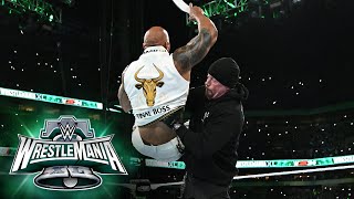 The Undertaker delivers an epic Chokeslam to The Rock WrestleMania XL Sunday highlights [upl. by Enneirda]