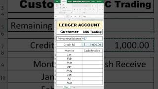 how to create customer ledger account in excel  ledger account in excel ledger shorts viral [upl. by Ramo128]