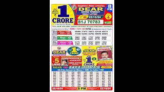 Nagaland lottery result today 8pm 22102024  morning Nagaland State Lottery Result Pdf [upl. by Annyl]