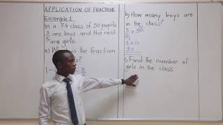 APPLICATION OF FRACTIONS P4 MATHEMATICS LESSON 1 BY TR SWAIBU GES LONG DISTANCE SCHOOL [upl. by Sinnel]