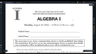 August 2022 Algebra 1 Regents Review multiple choice [upl. by Meridith]