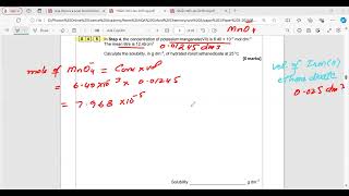 Calculate the solubility in g dm–3 of hydrated ironII ethanedioate at 25 °C AQAA Level Saad [upl. by Terence]