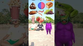 Eating popcorn stobary fry fish grapes biscuits honey vs frog insect potty new VFX game video [upl. by Eiggem]