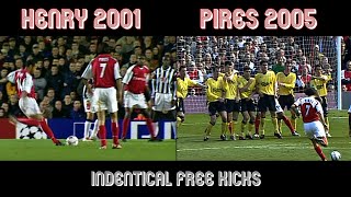 Thierry Henry amp Pires  Identical Free Kick Goals  2001  2005 [upl. by Jasmine]