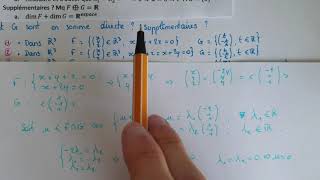 Savoir si ESPACES VECTORIELS en SOMME DIRECTE et SUPPLÉMENTAIRES 3  Méthode  Explication  Exemple [upl. by Sileas]