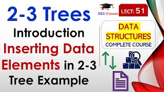 L51 23 Trees Introduction  Inserting Data Elements in 23 Tree Example  Data Structures Lectures [upl. by Irakab]