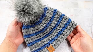 💰HERMOSO Gorro Tejido a Crochet EN 2 COLORES para NIÑOS y ADULTOS [upl. by Einre]