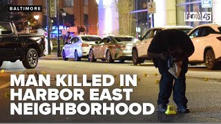 Man shot and killed in Baltimores Harbor East neighborhood police say [upl. by Kcirdet]