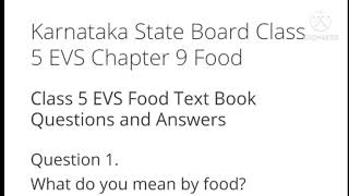 Food Class 5 EVS question and answers and notes Karnataka state board [upl. by Eutnoj]