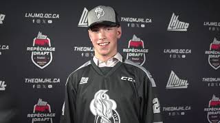 2024 QMJHL Draft  SimonXavier Cyr after being drafted by the Gatineau Olympiques [upl. by Natsyrt]