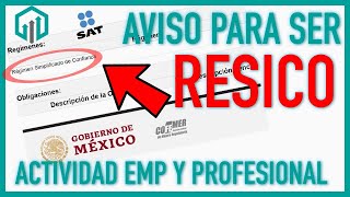 AVISO Persona Física Actividad Empresarial y Profesional a RESICO [upl. by Dilan307]