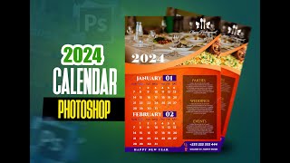 How to Design A 2024 Calendar in Adobe Photoshop  Wall Calendar Stepbystep easy tutorial [upl. by Johst689]