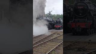 NYMR  Steam Train Race BR Standard 9F No92134 and Black 5 No44806 [upl. by Sulecram806]