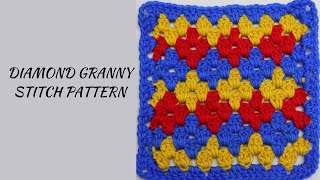 crochet granny diamond stitch  crochet stitch pattern for blankets [upl. by Mccarty]