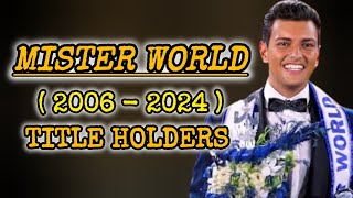 MISTER WORLD WINNER 2024  LIST OF TITLE HOLDERS FROM 2006 TO 2024 [upl. by Eniledgam866]