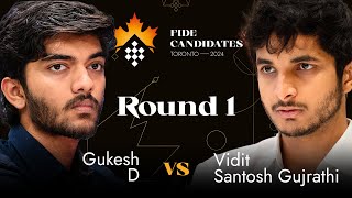 Gukesh D  Vidit Gujrathi  FIDE Candidates 2024 [upl. by Foulk210]