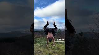 Sexy Man in just a Kilt ScottishYogaBoy  kilted Yoga handstand outdoors  from TikTok [upl. by Stier502]