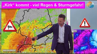 Sturmgefahr  viel Regen  TiefStreifschuss Sonntag dann Hoch Wettervorhersage 0917102024 [upl. by Tezzil]