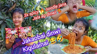 3x Spicy 🥵🔥 Noodle Eating Challenge 😋 Monika Rani Vlog [upl. by Nawuq]