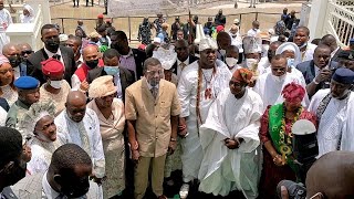 OBASANJO OONI OF IFE PASTOR ADEBOYE AT REV ESTHER AJAYI GRAND OPENING OF LOVE OF CHRIST CHURCH [upl. by Nyleimaj693]