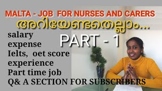 MALTA JOB FOR NURSES amp CARERS LIVING EXPENCES SALARY QampA SECTION [upl. by Esirehc]