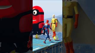 Spiderman🆚Saitama🆚Minions  Epic Ragdoll Battle In GTA V🔥Ep6 shorts [upl. by Casie]