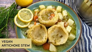 Lemony Artichoke Stew  Greek Traditional Aginares a la polita shorts [upl. by Aierbma581]