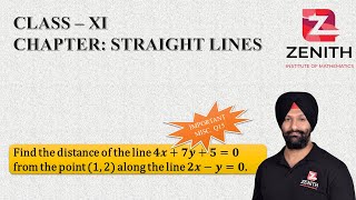 Find the distance of the line 𝟒𝒙𝟕𝒚𝟓𝟎 from the point 1 2 along the line 𝟐𝒙−𝒚𝟎 [upl. by Asyl388]