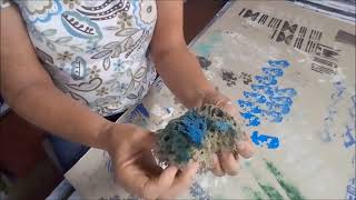 Painting Technique Using Sea Sponge On A Canvas Floorcloth [upl. by Legna]