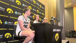 Teagan Mallegni Lucy Olsen talk after Iowa’s women’s basketball exhibition vs Missouri Western [upl. by Leugar]